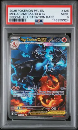 2025 POKEMON PFL EN-PHANTASMAL FLAMES #125 MEGA CHARIZARD X EX PSA 9 - Image 1