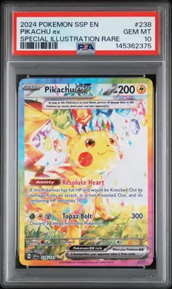 2024 POKEMON SSP EN-SURGING SPARKS SPECIAL ILLUSTRATION RARE PIKACHU EX PSA 10 - Image 1