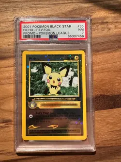 Pokemon Black Star Pichu REV FOIL Pokemon League Promo PSA 7 # 65307456 - Image 1