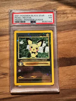 Pokemon Black Star Pichu REV FOIL Pokemon League Promo PSA 7 # 65307456 - Image 2