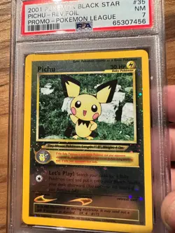 Pokemon Black Star Pichu REV FOIL Pokemon League Promo PSA 7 # 65307456 - Image 4