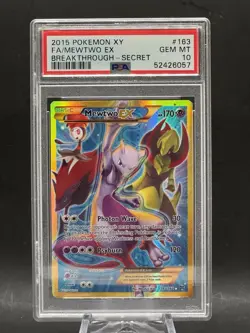 2015 POKEMON XY BREAKTHROUGH SECRET #163 FULL ART/MEWTWO EX PSA 10 - Image 1