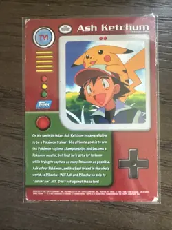 1999 Topps Pokemon TV Animation Edition Series 1 #TV1 Ash Ketchum - Image 4