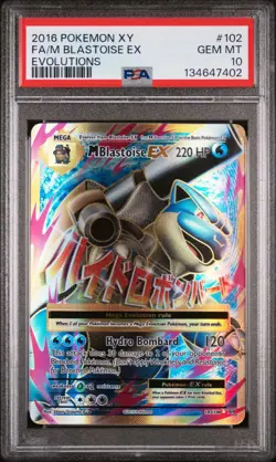 2016 POKEMON XY EVOLUTIONS #102 FULL ART/M BLASTOISE EX PSA 10 - Image 1