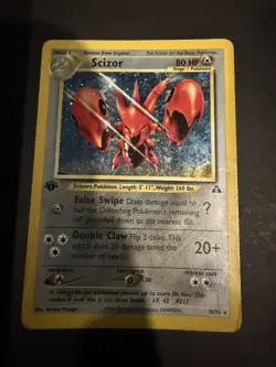 Scizor 10/75 Holo Rare Neo Discovery First Edition Holo Pokemon Card MP - Image 1