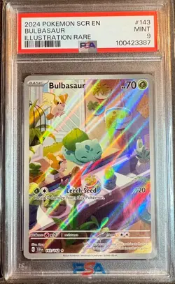 Pokemon TCG Bulbasaur Scarlet & Violet Holo Illustration Card 143/142 PSA 9 - Image 1
