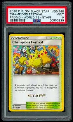 2018 Pokemon Champions Festival Worlds STAFF Promo - PSA 9 Mint - Image 1