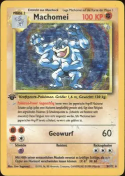 1999 Pokemon GERMAN 1st Edition Base Set Machomei-Machamp Holo 8/102 POOR 2 - Image 1