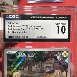 Pikachu 173/165 AR Japanese 151 Pokemon Card CGC 10 Gem Mint Art Rare - Image 4