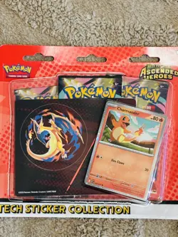 Pokemon TCG Ascended Heroes Charmander Triple Blister Tech Sticker Collection - Image 1