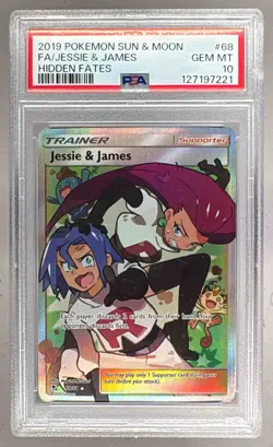 2019 Pokemon Sun Moon Hidden Fates 68 Jessie & James PSA 10 127197221 - Image 1
