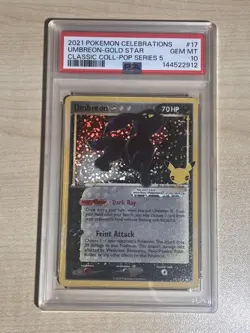 Pokemon TCG Umbreon Gold Star 17/17 Celebrations 25th Anniversary PSA 10 - Image 1