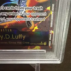 2025 ONE PIECE OP10-118 MONKEY D LUFFY ROYAL BLOOD ALT ART PARALLEL SEC PSA 10 - Image 2