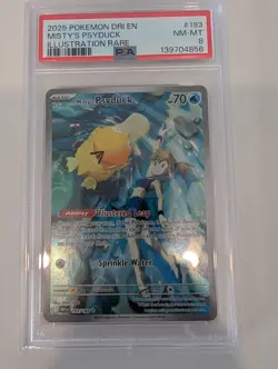 PSA 8 Misty's Psyduck 193/182 Pokemon Destined Rivals Illustration Rare - Image 1