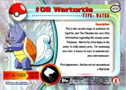 Pokemon Topps - Wartortle #08 (Black Logo) - TV Animation Edition NM (SKU 1-5) - Image 2