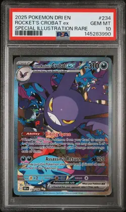 2025 POKEMON DRI EN-DESTINED RIVALS #234 TEAM ROCKET'S CROBAT EX PSA 10 - Image 1