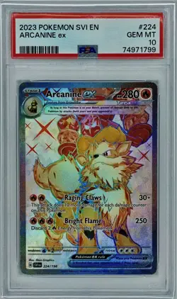 PSA 10 Arcanine ex SVI 224/198 Scarlet & Violet Base Set Full Art Pokemon TCG - Image 1