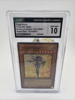 CGC 10 Cyber Prima EOJ-EN007 Enemy Justice 1st Edition Super Rare Yugioh NOT PSA - Image 1