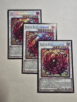 3x Black Rose Dragon Chibi Art 1st Edition Secret Rare L5DD-ENS02 Yu-Gi-Oh! - Image 1