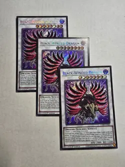 3x Black Winged Dragon Chibi Art 1st Edition Secret Rare L5DD-ENS03 Yu-Gi-Oh! - Image 1