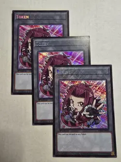 Yugioh! 3x Akiza Token L5DD-ENS05 Secret Rare 1st Ed NM - Image 1