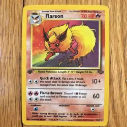Pokemon Flareon Jungle Rare 1st Edition Holo 70 HP 19/64 Regular English Card - Image 1