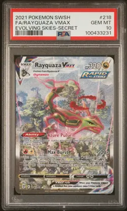 PSA 10 RAYQUAZA VMAX 218/203 | Evolving Skies Alt Art Graded Pokemon Card HK - Image 1