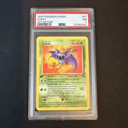 1999 1st Edition Zubat 57/62 Fossil Pokemon Card PSA 7 NEAR MINT - Image 1