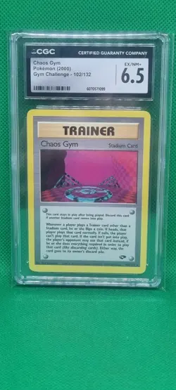 CGC 6.5 Chaos Gym 102/132 Gym Challenge Unlimited 2000 Pokemon Card Rare WOTC EN - Image 1