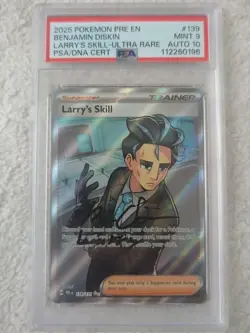 2025 Larry’s Skill Autographed #139 PRE EN PSA 9 Auto 10 POP 5 Pokemon TCG - Image 1