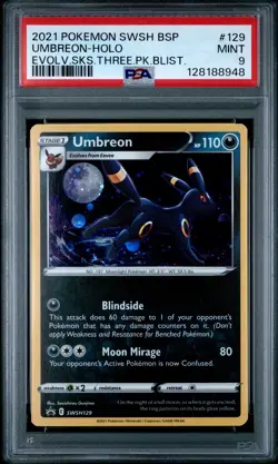 2021 Pokemon Swsh Black Star Promo #129 Umbreon-Holo PSA 9 Mint - Image 1