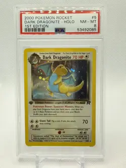 2000 Pokemon Team Rocket First Edition Dark Dragonite Holo #5/82 PSA 8 - Image 1