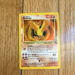 Pokemon Moltres Fossil Holo Rare Unlimited Basic 70 HP 12/62 English Card - Image 3