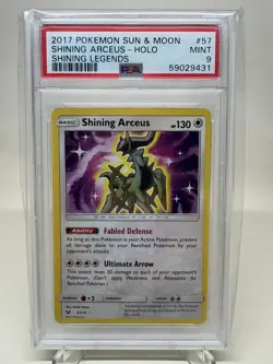 2017 POKEMON SUN & MOON SHINING LEGENDS #57 SHINING ARCEUS-HOLO PSA 9 MINT - Image 1