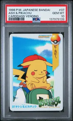 Pokemon Japanese Bandai Ash & Pikachu #37 PSA 10 GEM MINT Carddass Anime - Image 3