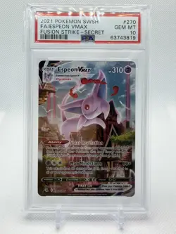 2021 POKEMON SWORD & SHIELD FUSION STRIKE SECRET FULL ART/ESPEON VMAX PSA 10 - Image 1