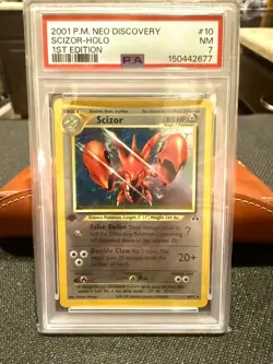 2001 Pokemon Neo Discovery #10 Scizor Holo 1st Edition PSA 7 - Image 1