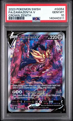 2023 POKEMON SWORD & SHIELD CROWN ZENITH #GG54 FULL ART/ZAMAZENTA V GEM MINT 10 - Image 1