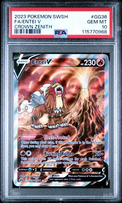 2023 POKEMON SWORD & SHIELD CROWN ZENITH #GG36 FULL ART/ENTEI V PSA 10 - Image 1