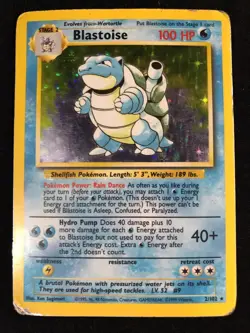 Pokemon TCG Blastoise 2/102 Rare Holo Base Set Unlimited MP Condition WOTC 1999 - Image 1