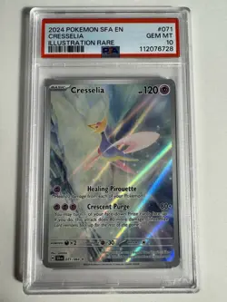 2024 POKEMON SFA EN-SHROUDED FABLE ILLUSTRATION RARE 071/064 CRESSELIA PSA 10 - Image 1