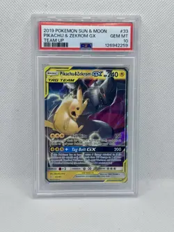 2019 Pokemon Sun and Moon Team Up Pikachu Zekrom GX #33/181 Gem Mint PSA 10 - Image 1