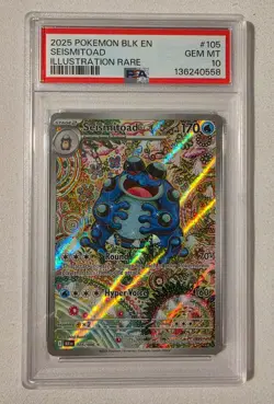 PSA 10 2025 POKEMON BLK EN-BLACK BOLT ILLUSTRATION RARE #105 SEISMITOAD - Image 1