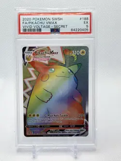 2020 POKEMON SWORD & SHIELD VIVID VOLTAGE SECRET FULL ART/PIKACHU VMAX PSA 5 - Image 1