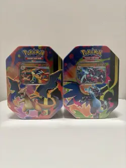 Mega Charizard X & Y Ex Tins Set of 2 New/Factory Sealed Pokemon TCG - Image 1