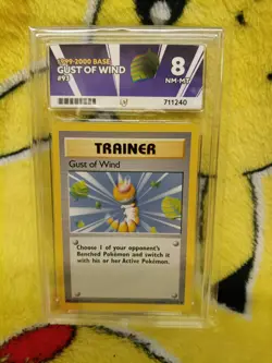 Pokemon Base Set 4th UK Print 1999-2000 Gust of Wind 93/102 Ace Graded 8 NM-MT - Image 1