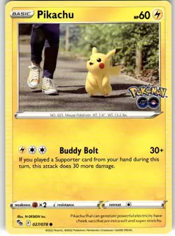 Pikachu (27) Common Pokemon GO 027/078 NM - Image 1