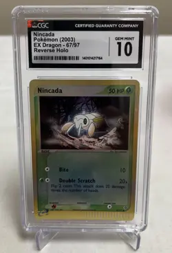 Nincada Pokemon 2003 EX Dragon 67/97 Reverse Holo CGC 10 - Image 1