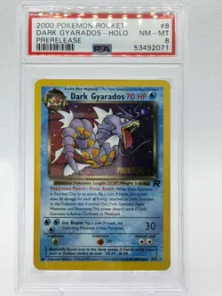2000 POKEMON ROCKET PRERELEASE #8 DARK GYARADOS-HOLO PSA 8 - Image 1