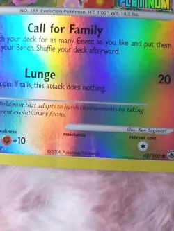 Pokemon - Eevee - 62/100 Burger King Promo Reverse Holo - Platinum Stamped - Image 4